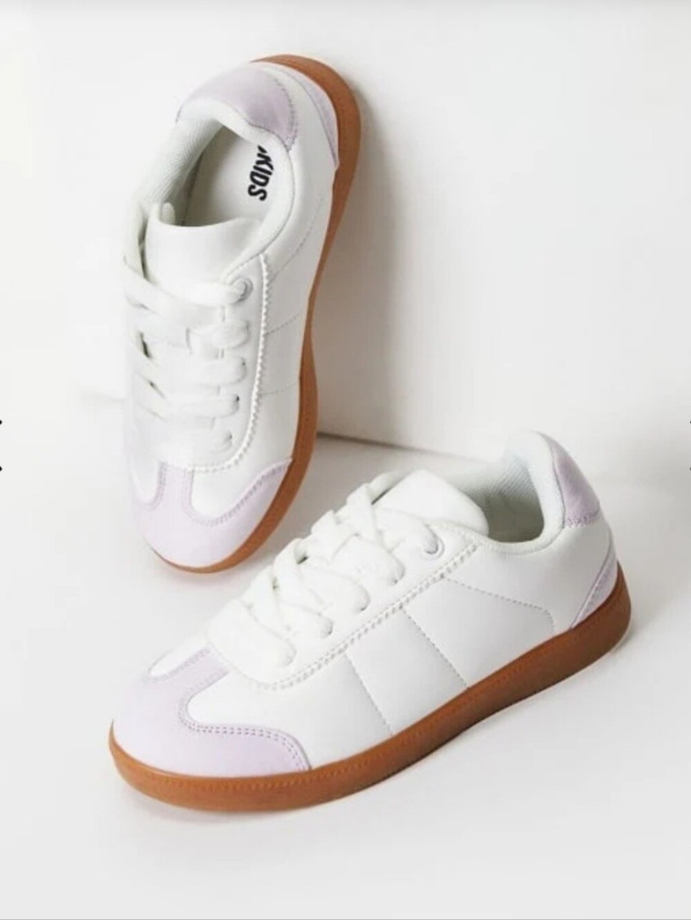 Fabkids Kid's White Lace-Up Sneakers with Gum Sole, Size 12C